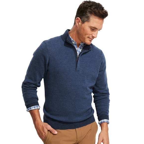 Vineyard Vines ~ Downeaster 1/2-Zip Sweater 100% Merino Wool - Picture 1 of 5